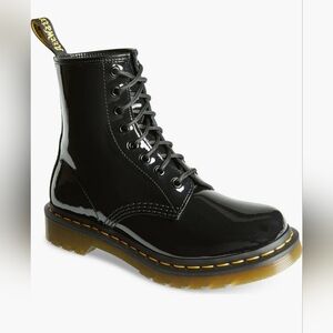 Dr. Martens Black Patent Leather Women's 1460 Lace Up Combat Boots